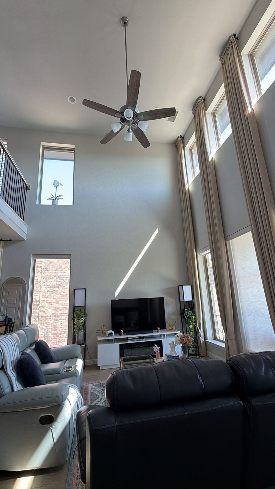 Living room and ceiling fan